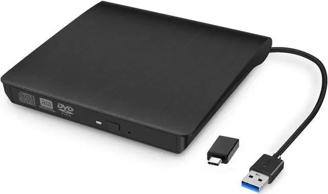 Main image of XD001 External CD Drive, USB 3.0 Optical Drive Type C Dual Port DVD Burner CD DVD Rewriter Burner Writer Compatible with Windows XP/7/8/10, MacOS, Linux for MacBook, Laptop, Desktop (Black)