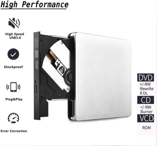 Alt view image 3 of 7 - 8X USB3.0/USB-C Super Multi Ultra Slim Portable DVD Rewriter External Drive with M-DISC Support for PC and Mac(Silver)