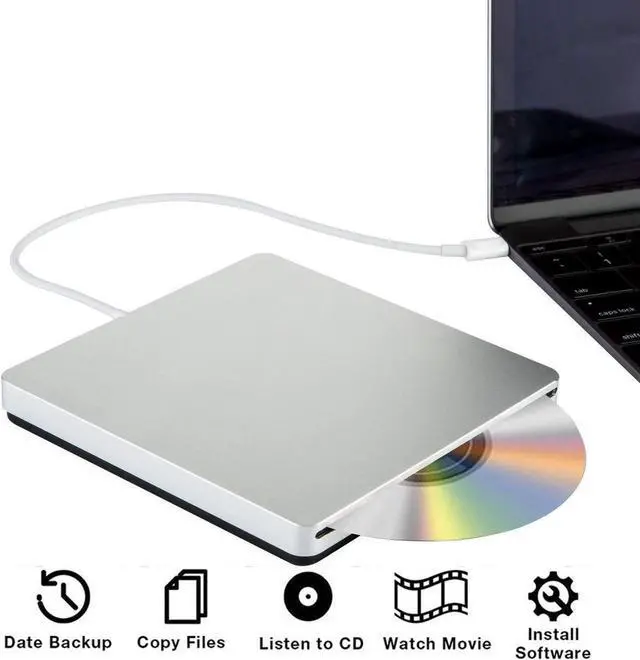 Main image of External CD DVD Drive, USB-C Slim Portable External CD DVD Rewriter Burner Writer,High Speed Data Transfer USB Optical Drives Player for PC Desktop Laptop Windows Desktop Mac MacBook Pro/Air Mac