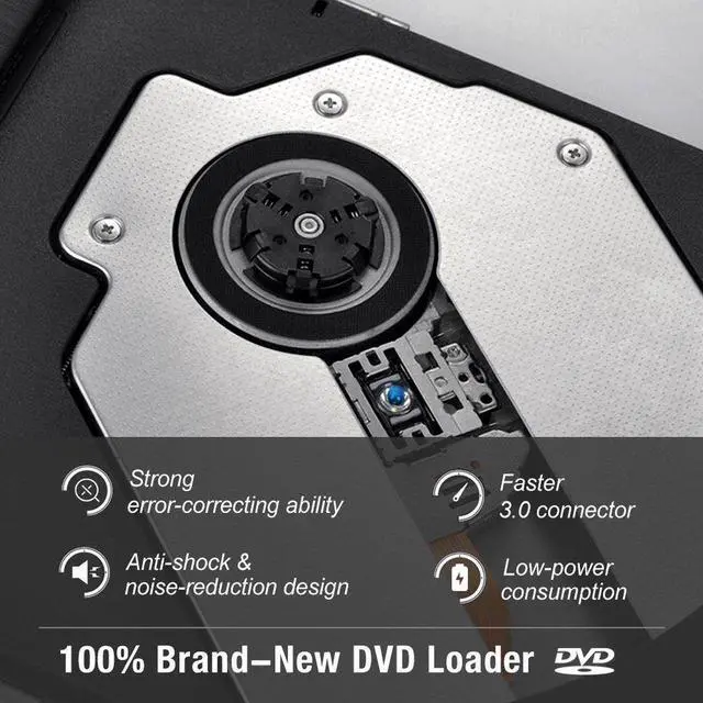 Alt view image 5 of 7 - Aluminum External DVD CD Drive USB 3.0 Type-C Burner Writer Drive Player High Speed Data Transfer for Laptop/Desktop/MacBook/Mac OS/Windows10/8/7/XP/Vista, Silver