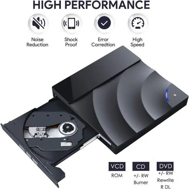 Alt view image 2 of 7 - External DVD Drive for Laptop, Portable High-Speed USB-C&USB 3.0 CD Burner/DVD Reader Writer with Touch Sensitive Button for PC Desktops, Compatible with Windows/Mac OSX/Linux