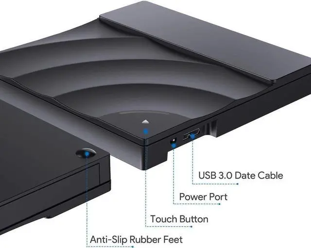 Alt view image 7 of 7 - External DVD Drive for Laptop, Portable High-Speed USB-C&USB 3.0 CD Burner/DVD Reader Writer with Touch Sensitive Button for PC Desktops, Compatible with Windows/Mac OSX/Linux