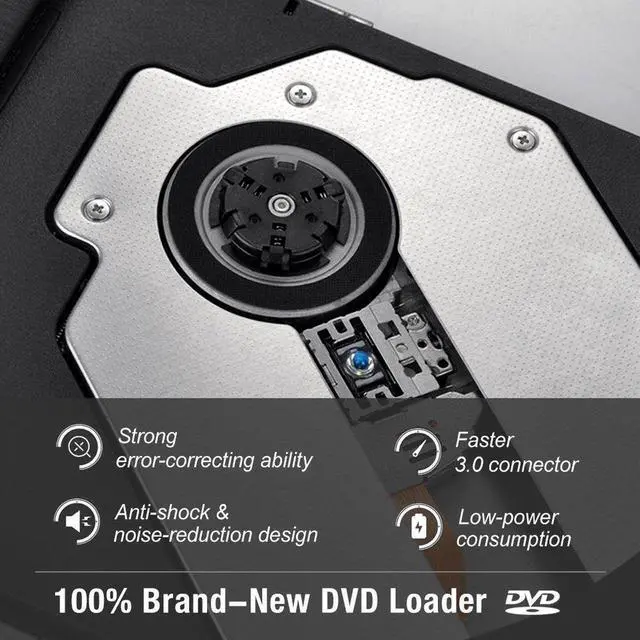 Alt view image 6 of 7 - Aluminum External CD Drive USB 3.0/Type-C Portable CD/DVD+/-RW Burner Player Writer Compatible with Windows XP/7/8/10, MacOS, Linux for MacBook, Laptop, Desktop (XD058), Silver