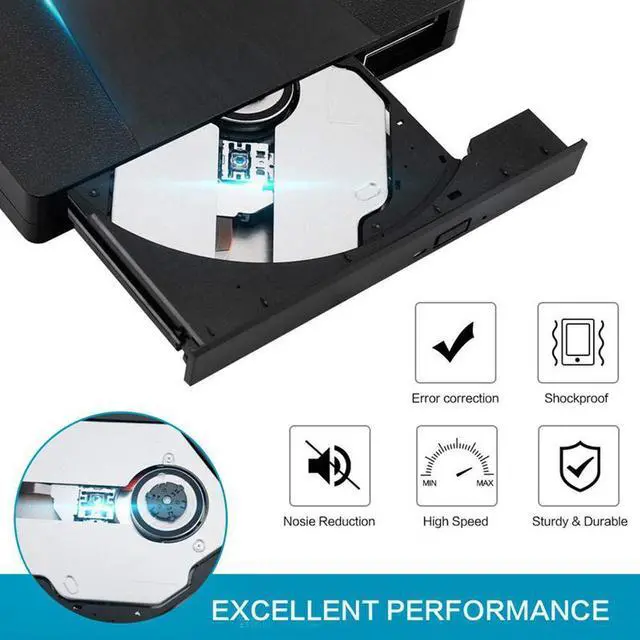 Alt view image 7 of 7 - DVD Player for Laptop, USB 3.0 Type-C Dual Port Portable External CD DVD Drive, Drive Slim DVD/CD ROM Rewriter Burner for Laptop Desktop PC Windows Linux OS Apple Mac( YX-008, Black )