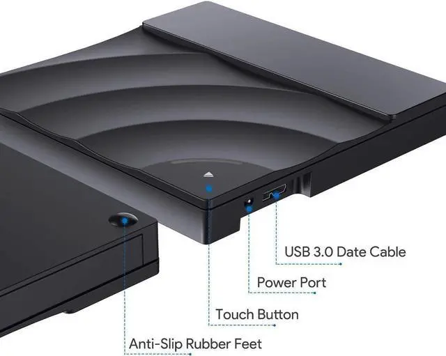 Alt view image 3 of 7 - External CD DVD Drive with Touch Sensitive Button, USB Type C Dual Port CD Drive, DVD +/-RW CD +/-RW Writer Burner Player with Classic Silver for MacBook Air, MacBook Pro, Mac OS, PC Laptop