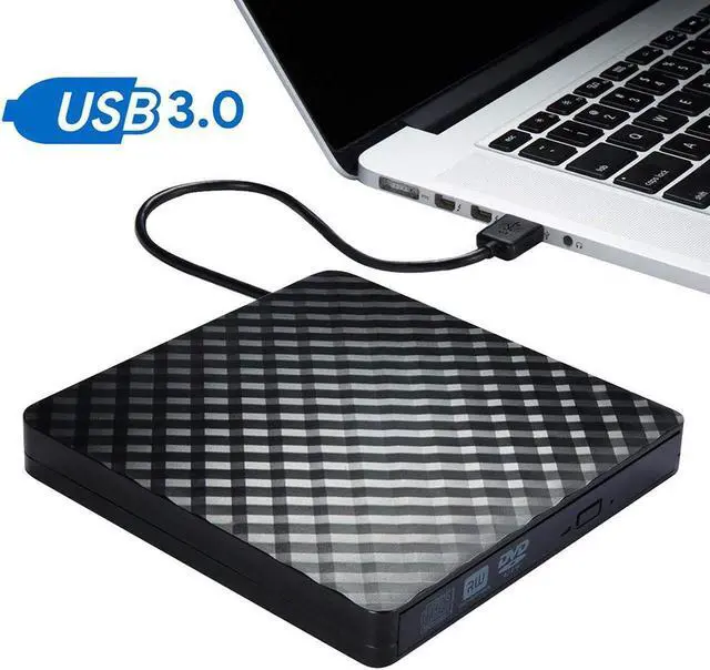 Main image of External CD Drive, USB 3.0 Portable DVD Drive,+/-RW Drives/Writer/Rewriter/Burner High Speed Data Transfer for Mac OSX Laptops Desktops Notebooks Windows7/8/10 - Black