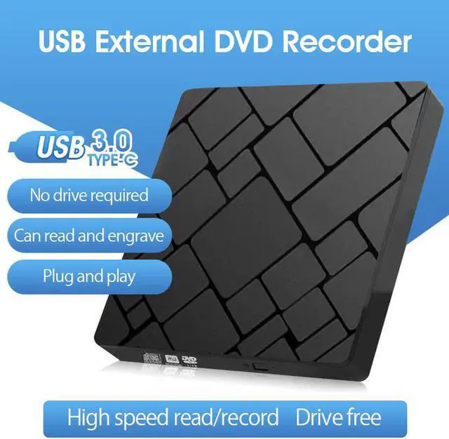 Main image of External CD DVD Drive,USB 3.0 Type-C Portable CD DVD +/-RW Player Optical Slim Drive Rewriter Burner for USB Type-C Laptop Desktop PC Windows Mac Linux OS Apple (Black)