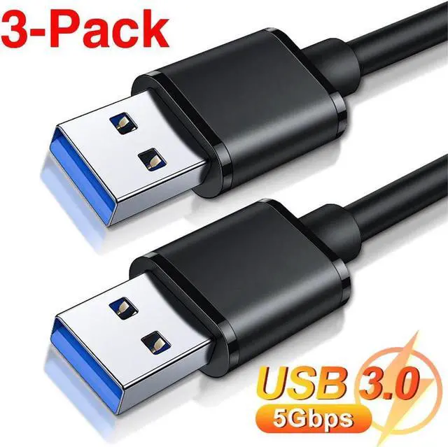 Main image of Double USB to USB Extension Cable For TV Box PC Radiator SSD Hard Disk Laptop Car USB A Cable Male to Male USB Extender Cord [1.6Ft, 3-Pack]