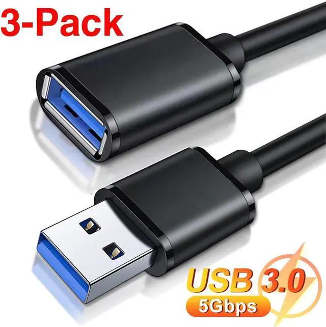 Main image of USB3.0 Extension Cable Male to Female Data Sync Cord Cable for Laptop PC TV Xbox SSD USB 3.0 Extension Fast Speed Cable [1.6Ft, 3-Pack]