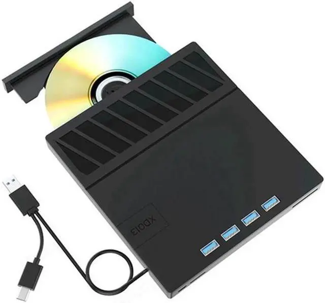Main image of DVD Player for Laptop, 7-In-1 External CD Drive with USB 3.0 Hub and SD/TF Card Reader, Portable CD Burner, DVD Reader Writer ROM Drive Compatible with Laptop PC Mac,Win 11/10/8/7