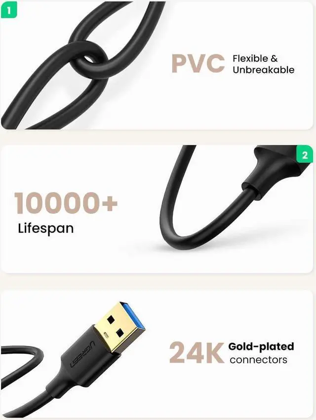 Alt view image 5 of 7 - USB to USB Cable, USB 3.0 Male to Male Type A to Type A Cable for Data Transfer Compatible with Hard Drive, Laptop, DVD Player, TV, USB 3.0 Hub, Monitor, Camera, Set Up Box and More 6FT