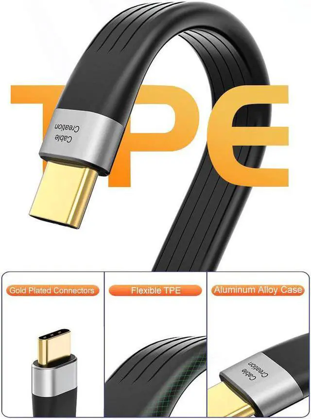 Alt view image 7 of 7 - Short USB 3.1 A to Type C Cable 5 inches USB Type C Cable 3A Fast Charging USB C to A FPC Cable 5Gbps Compatible with MacBook iPad Pro S21/S20, SSD, Oculus Quest Link etc. 12cm Black