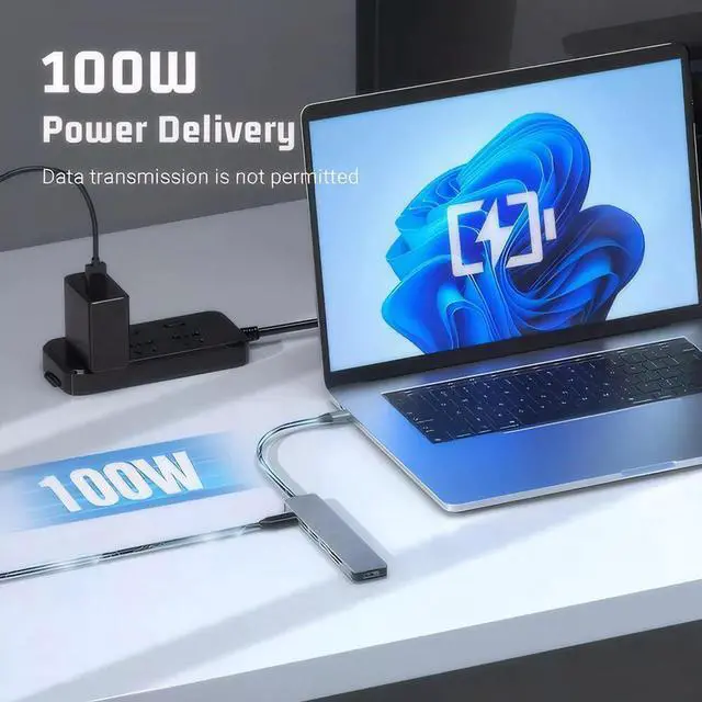 Alt view image 4 of 7 - USB C HDMI Hub, Multiport 7 in 1 USB C Hub Adapter with 4K HDMI, 100W PD, 1*USB 3.0, 2*USB 2.0 and SD/TF Card Reader, for MacBook Pro Air M1 M2, for iPad Pro m1, Switch, Chromecast & More