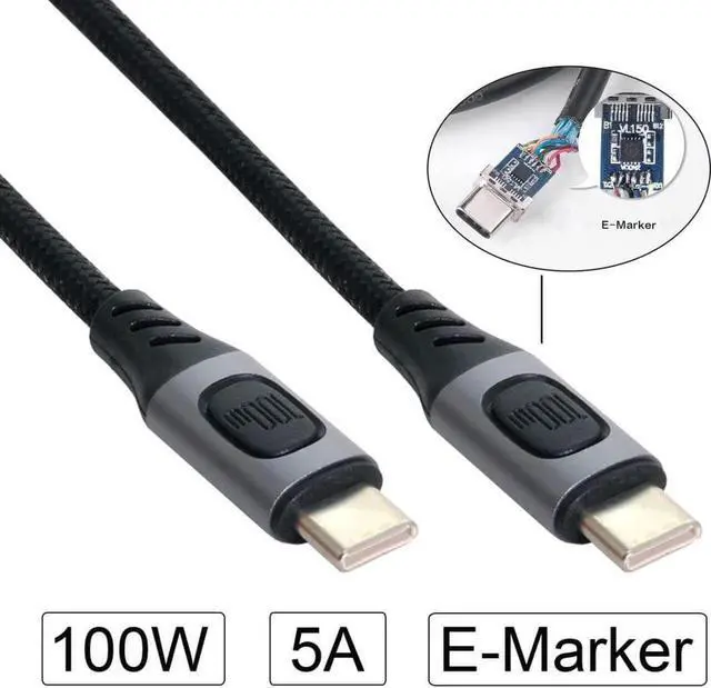 Alt view image 3 of 7 - USB-C Type-C Male to USB-C Male USB 2.0 Version Data Cable Support E-Marker PD 100W for Laptop & Phone 2.0M