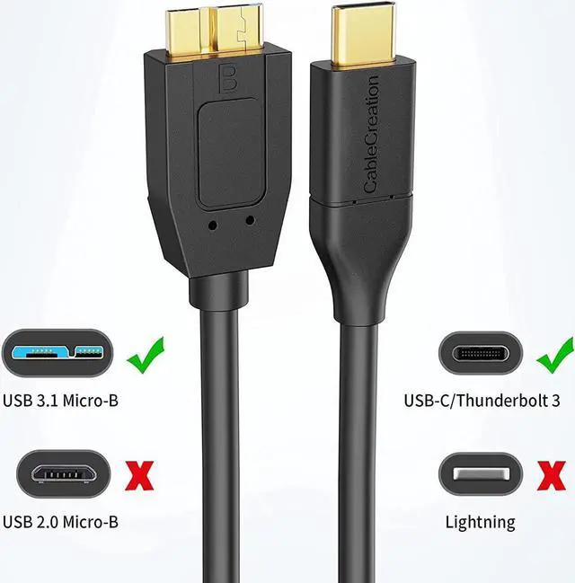 Alt view image 5 of 7 - [1-Pack] Short USB C Hard Drive Cable 1FT, USB 3.1 C to Micro B Cable 10Gbps USB C to Hard Drive Cable Compatible with MacBook Pro Air Galaxy S5 My Passport Elements etc, 0.3m Black