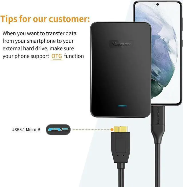 Alt view image 4 of 7 - [1-Pack] Short USB C Hard Drive Cable 1FT, USB 3.1 C to Micro B Cable 10Gbps USB C to Hard Drive Cable Compatible with MacBook Pro Air Galaxy S5 My Passport Elements etc, 0.3m Black