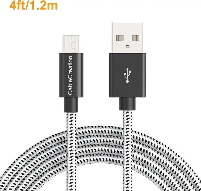 Alt view image 2 of 7 - USB to Micro USB Cable, 4 FT Braided USB Charger Data Cable, Compatible Fire Stick, Chromecast, Power Pack, Android Phone 1.2M Black