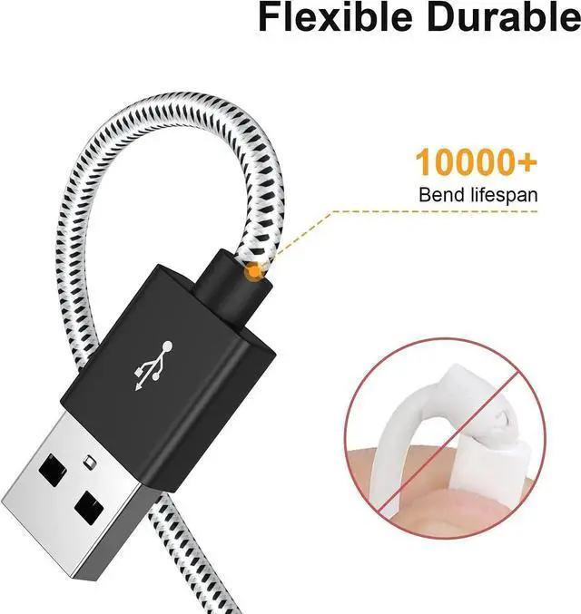 Alt view image 6 of 7 - USB to Micro USB Cable, 4 FT Braided USB Charger Data Cable, Compatible Fire Stick, Chromecast, Power Pack, Android Phone 1.2M Black