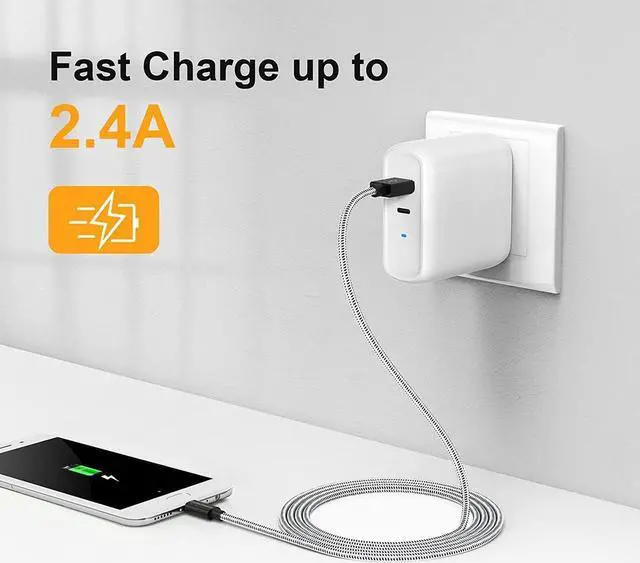 Alt view image 4 of 7 - USB to Micro USB Cable, 4 FT Braided USB Charger Data Cable, Compatible Fire Stick, Chromecast, Power Pack, Android Phone 1.2M Black