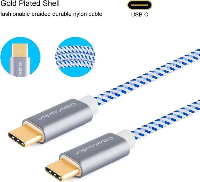 Alt view image 2 of 7 - USB C Cable 10FT 60W USB C to USB C Fast Charging Cable USB Type-C to C Cable Braided 3A 60W 480Mbps Data for MacBook Pro Air iPad Air Pro S21/S20+/S20 Pixel 4/5 etc. 3m Blue