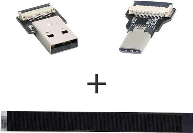 Alt view image 3 of 7 - Type-A USB 2.0 Male to Type-C USB-C Male Data Flat Slim FPC Cable 100CM for FPV & Disk & Phone