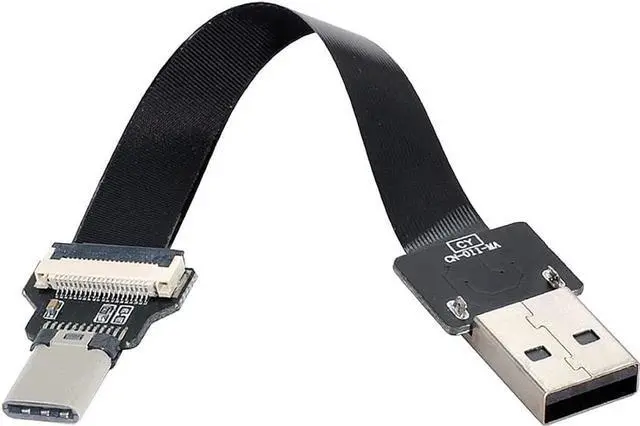 Alt view image 7 of 7 - Type-A USB 2.0 Male to Type-C USB-C Male Data Flat Slim FPC Cable 100CM for FPV & Disk & Phone