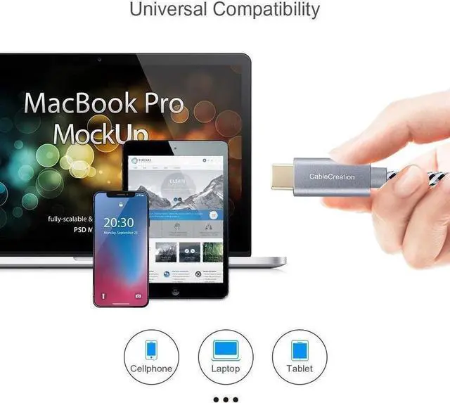 Alt view image 2 of 7 - USB C Cable 6FT 100W USB2.0 C to C Cable 5A Fast Charging Cable 480Mbps Durable Braided USB Type C Cable for MacBook Pro Air Pixel 4XL S21 S20 S10 S9, Note 10, 1.83m Space Gray