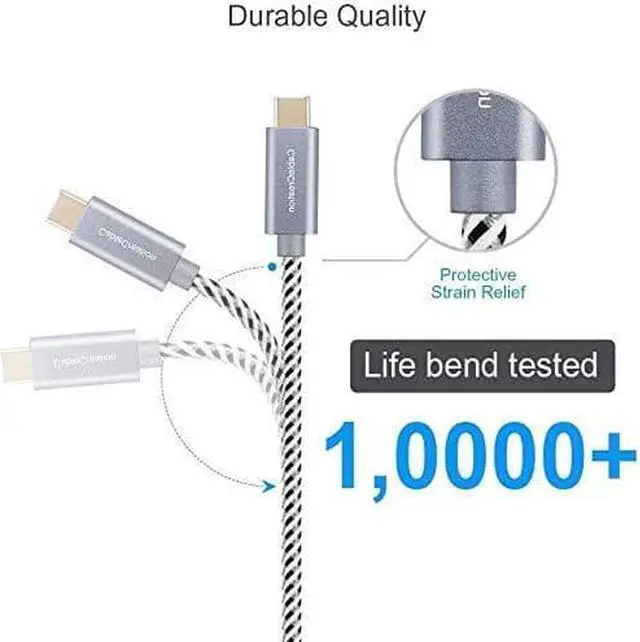 Alt view image 4 of 7 - USB C Cable 6FT 100W USB2.0 C to C Cable 5A Fast Charging Cable 480Mbps Durable Braided USB Type C Cable for MacBook Pro Air Pixel 4XL S21 S20 S10 S9, Note 10, 1.83m Space Gray
