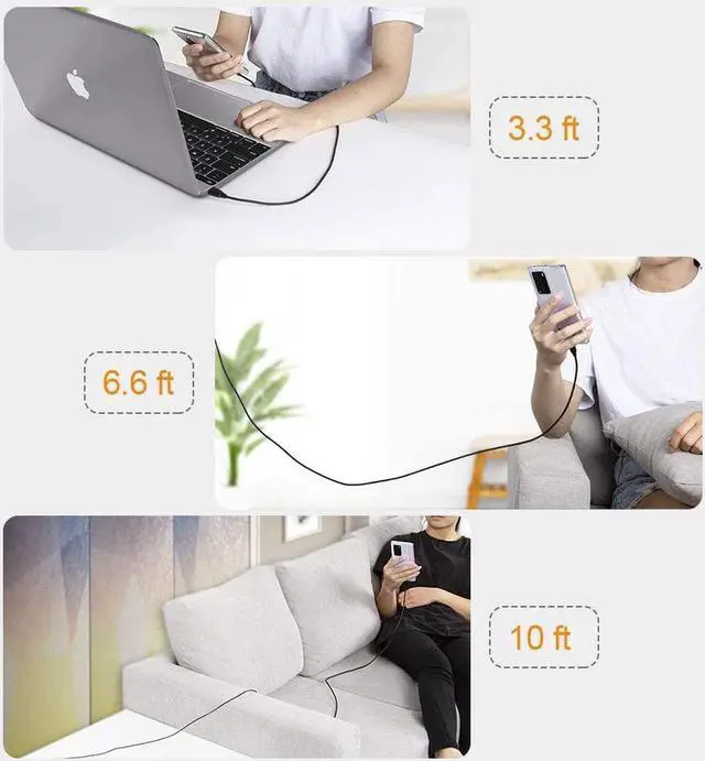 Alt view image 7 of 7 - USB C Cable 2M, Cable Type C to Type C Fast Charging 100W, USB C to C Cable 2m, Compatible with MacBook Pro, Air, S21/S20+/S20 Ultra/S10, Note 10,Pixel 4 XL, etc. 6.6FT / Black