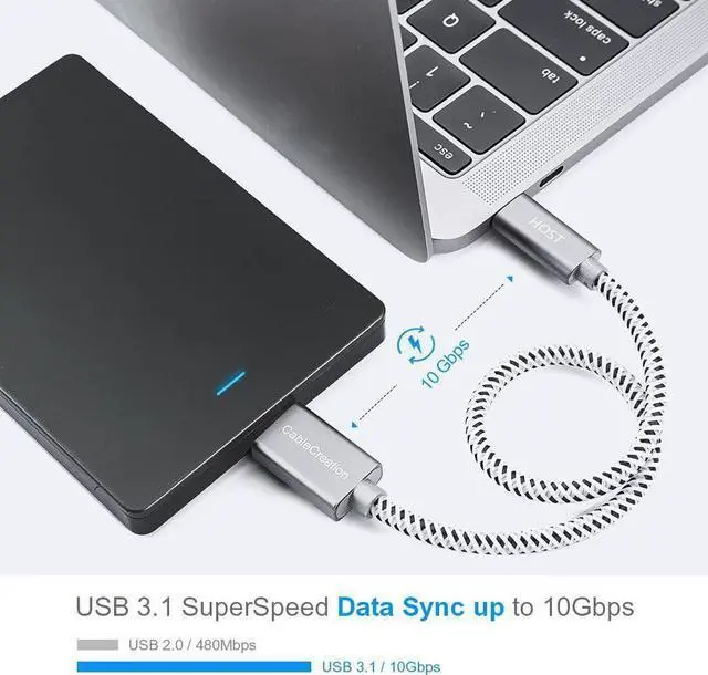 Alt view image 4 of 6 - Short USB C Hard Drive Cable 1FT, USB 3.1 C to Micro B Cable 10Gbps USB C to Hard Drive Cable Compatible with MacBook Pro Air Galaxy S5 My Passport Elements etc, 0.3m Space Gray
