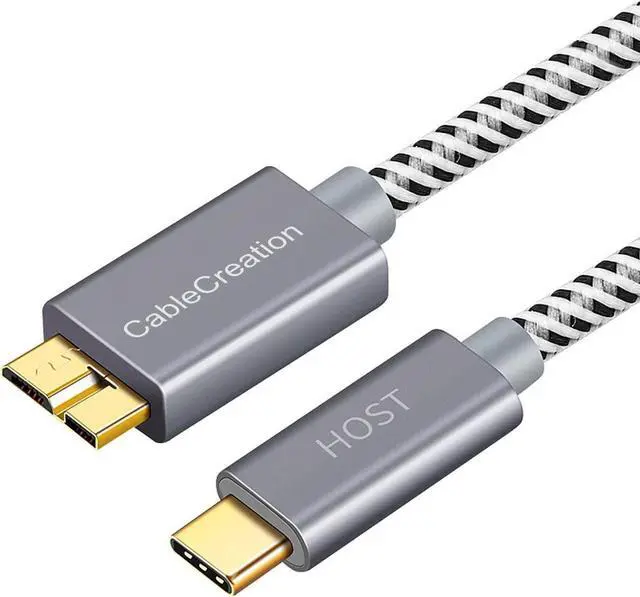 Main image of Short USB C Hard Drive Cable 1FT, USB 3.1 C to Micro B Cable 10Gbps USB C to Hard Drive Cable Compatible with MacBook Pro Air Galaxy S5 My Passport Elements etc, 0.3m Space Gray