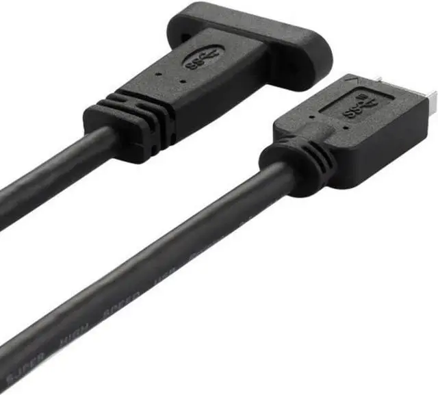 Alt view image 2 of 7 - USB 3.1 Type-E Front Panel Header Male to USB-C Type-C Female Extension Cable with Panel Mount Screw 40cm