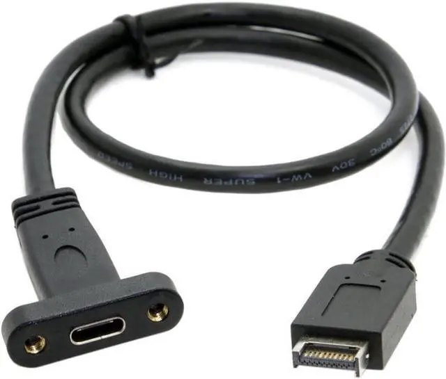 Main image of USB 3.1 Type-E Front Panel Header Male to USB-C Type-C Female Extension Cable with Panel Mount Screw 40cm