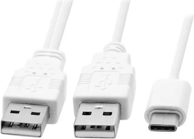 Alt view image 6 of 7 - USB 3.1 Type C USB-C to Dual A Male Extra Power Data Y Cable for Cell Phone & Hard Disk 60cm White