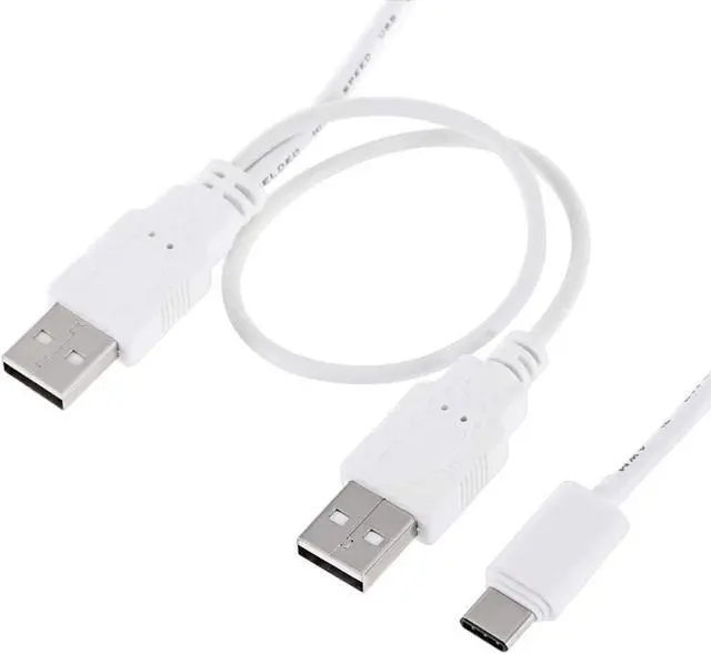 Alt view image 4 of 7 - USB 3.1 Type C USB-C to Dual A Male Extra Power Data Y Cable for Cell Phone & Hard Disk 60cm White