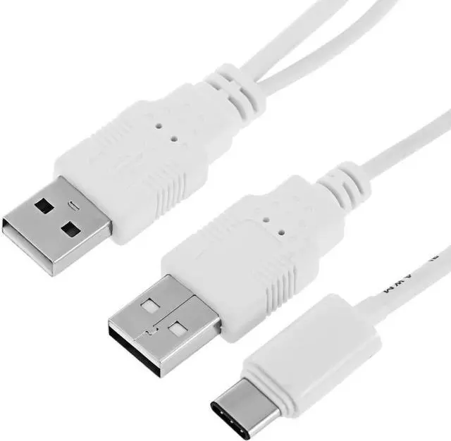 Alt view image 2 of 7 - USB 3.1 Type C USB-C to Dual A Male Extra Power Data Y Cable for Cell Phone & Hard Disk 60cm White