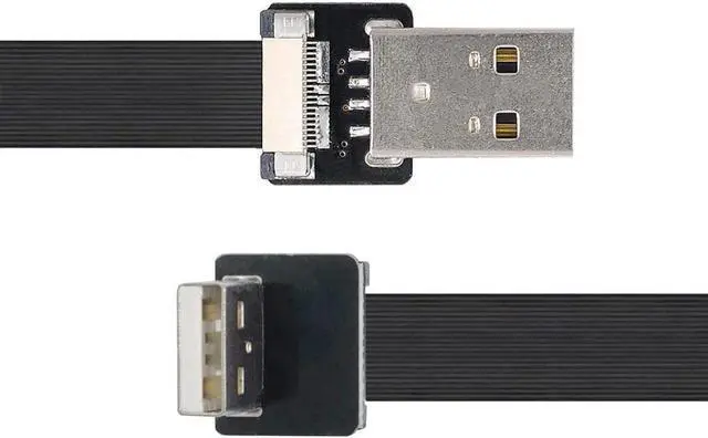 Alt view image 3 of 7 - USB 2.0 Type-A Male to USB 2.0 Type-A Male Data Flat Slim FPC Cable 90 Degree Up Angled for FPV & Disk & Scanner & Printer 100CM