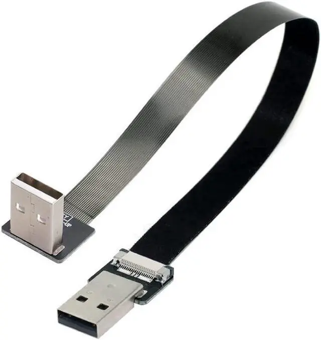 Alt view image 5 of 7 - USB 2.0 Type-A Male to USB 2.0 Type-A Male Data Flat Slim FPC Cable 90 Degree Up Angled for FPV & Disk & Scanner & Printer 100CM