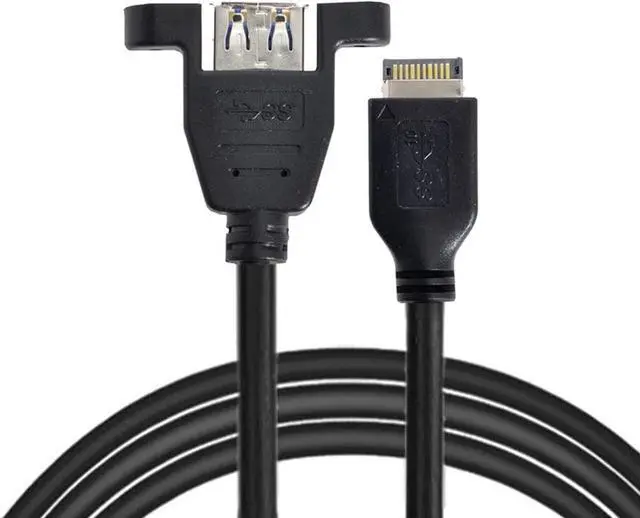 Alt view image 2 of 7 - USB 3.1 Type-E Front Panel Header Male to USB 3.0 Type-A Female Extension Cable 50cm Panel Mount Type