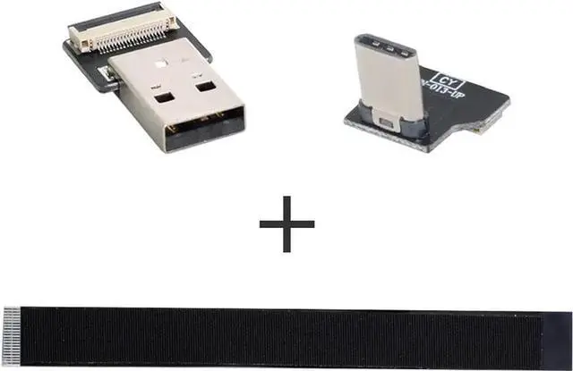 Alt view image 4 of 7 - Type-A USB 2.0 Male to Type-C USB-C Male Upward Angled 90 Degree Data Flat Slim FPC Cable 50CM for FPV & Disk & Phone