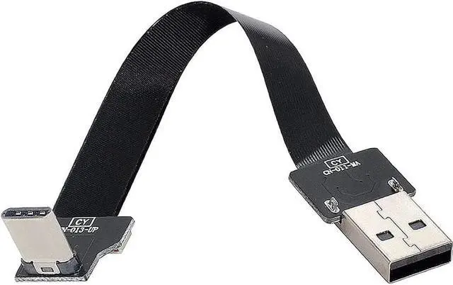 Alt view image 6 of 7 - Type-A USB 2.0 Male to Type-C USB-C Male Upward Angled 90 Degree Data Flat Slim FPC Cable 50CM for FPV & Disk & Phone