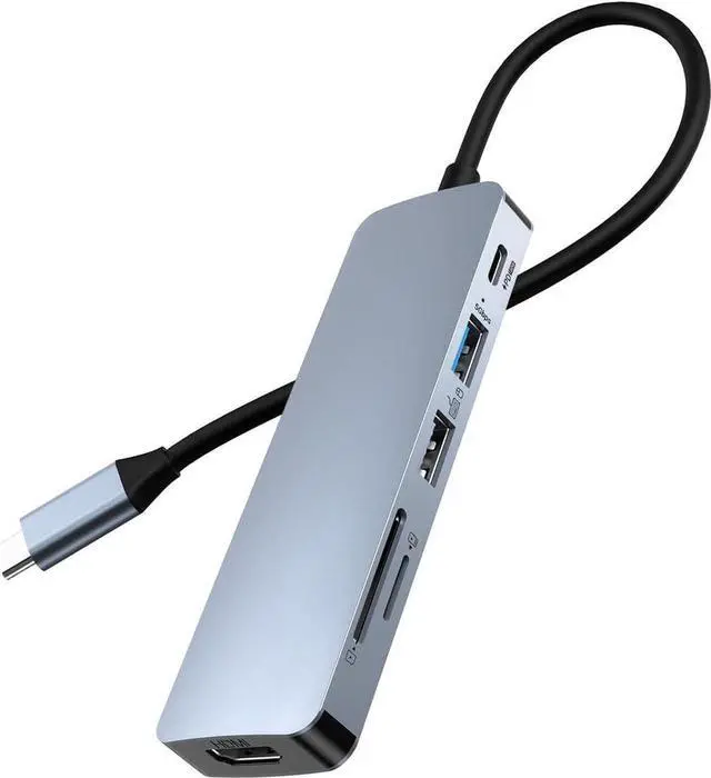 Main image of 6-in-1 USB C Hub with 4K HDMI, Multiport USB C Adapter featuring USB 3.0, USB 2.0, 100W PD, SD/TF Card Reader, Ideal for MacBook, Surface Pro/Go, iPad Pro/Air, Laptops and Other Type C Devices