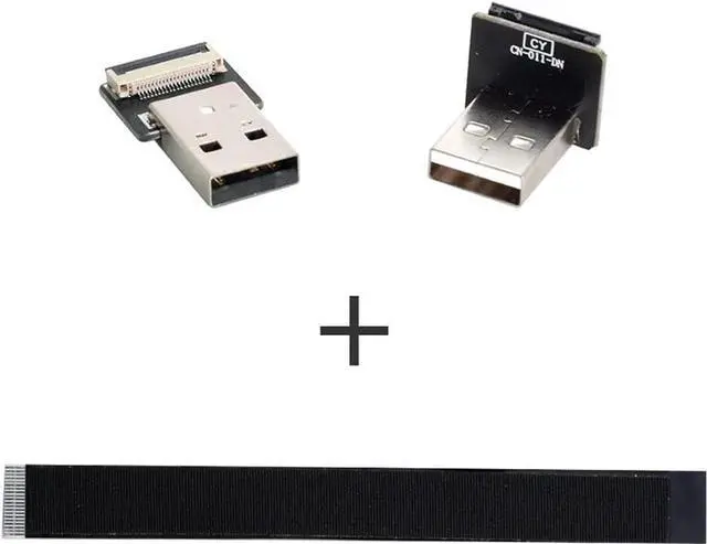 Alt view image 6 of 7 - USB 2.0 Type-A Male to Type-A Male Data Flat Slim FPC Cable 90 Degree Down Angled for FPV & Disk & Scanner & Printer 20CM