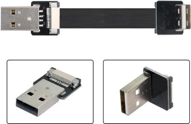 Alt view image 4 of 7 - USB 2.0 Type-A Male to Type-A Male Data Flat Slim FPC Cable 90 Degree Down Angled for FPV & Disk & Scanner & Printer 20CM