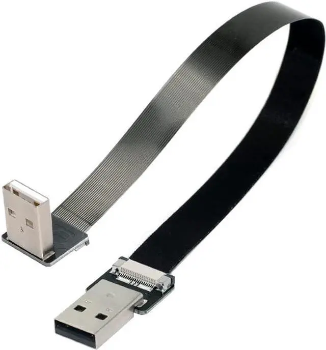 Alt view image 5 of 7 - USB 2.0 Type-A Male to Type-A Male Data Flat Slim FPC Cable 90 Degree Down Angled for FPV & Disk & Scanner & Printer 20CM