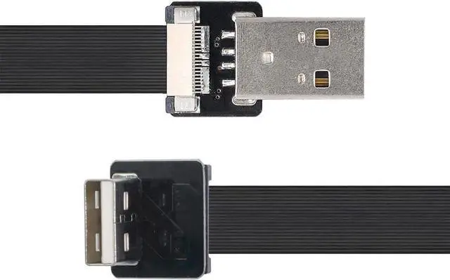 Alt view image 7 of 7 - USB 2.0 Type-A Male to Type-A Male Data Flat Slim FPC Cable 90 Degree Down Angled for FPV & Disk & Scanner & Printer 20CM