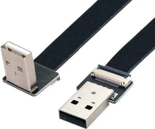 Main image of USB 2.0 Type-A Male to Type-A Male Data Flat Slim FPC Cable 90 Degree Down Angled for FPV & Disk & Scanner & Printer 20CM