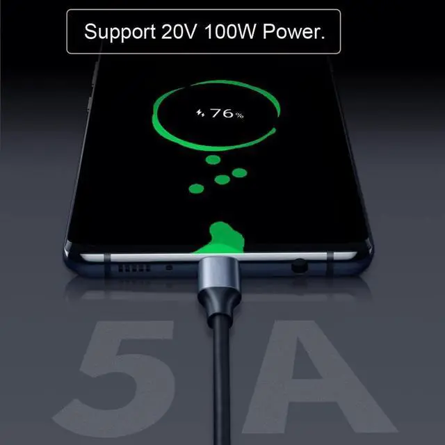 Alt view image 4 of 7 - 90 Degree Angled Extension Type-C USB-C Male to Female USB3.1 10Gbps 100W Data Cable with E-Marker for Laptop & Phone 50cm