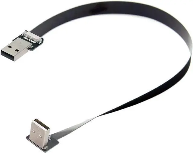 Alt view image 7 of 7 - USB 2.0 Type-A Male to USB 2.0 Type-A Male Data Flat Slim FPC Cable 90 Degree Up Angled for FPV & Disk & Scanner & Printer 50CM