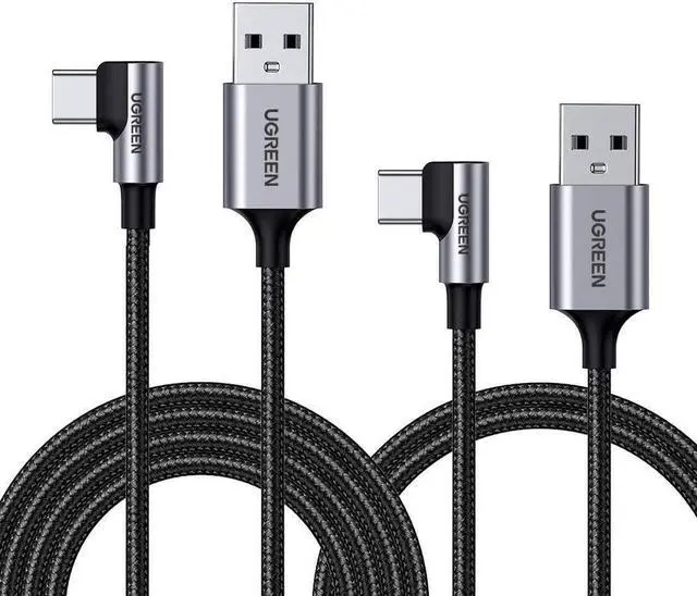 Main image of Right Angle USB C Cable 2 Pack 3FT6FT USB A to Type C Nylon Braided Fast Charging Cable Compatible for iPad Mini 6 Air 4 Samsung S21 Note20 Z Flip Z Fold PS5 Controller Nintendo Switch and More